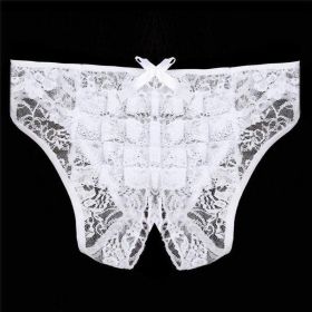 Sexy Lingerie Cut Out Underpants Briefs Lace See Through (Option: White-M)