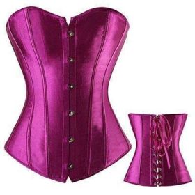 Bustier Lace up Boned Top Corset Waist Shaper (Option: L-Purple)