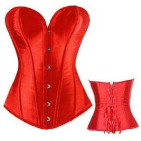 Bustier Lace up Boned Top Corset Waist Shaper (Option: L-Red)