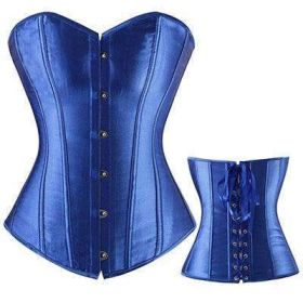 Bustier Lace up Boned Top Corset Waist Shaper (Option: XL-Blue)