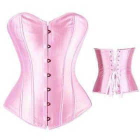 Bustier Lace up Boned Top Corset Waist Shaper (Option: L-Pink)