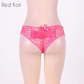 Sexy Lingerie Cut Out Underpants Briefs Lace See Through (Option: Pink-XXL)