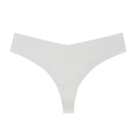 Low Waist Ice Silk Nude Feel Seamless Purified Cotton Crotch T-back (Option: White-XL)